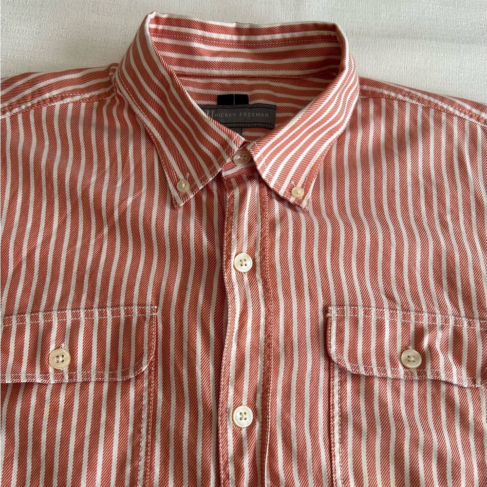 Hickey Freeman Long Sleeve Oxford Button Down Shirt.